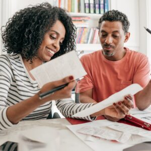 couple reviewing paperwork