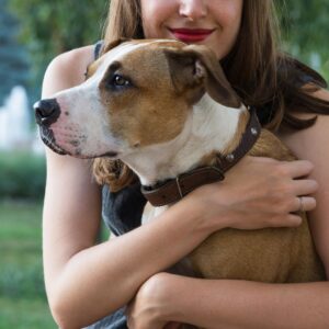 hugging dog