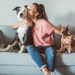 woman with dogs