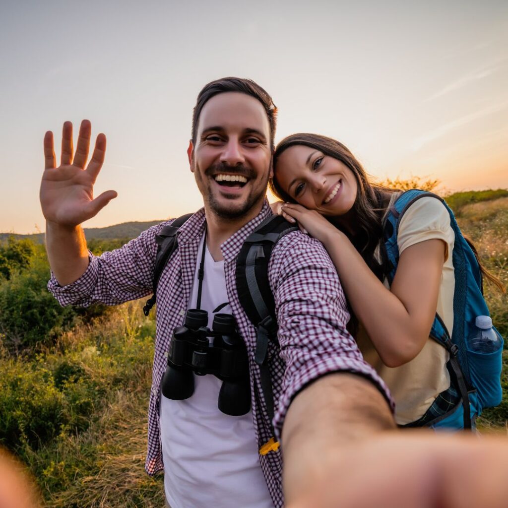 couple on hike in NC