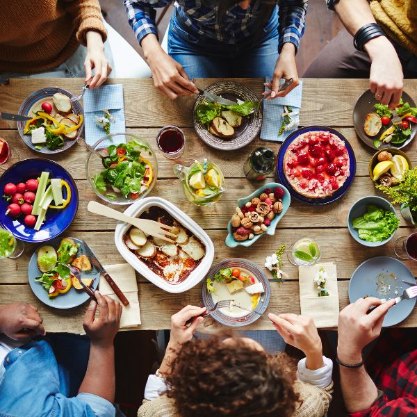 A family having dinner