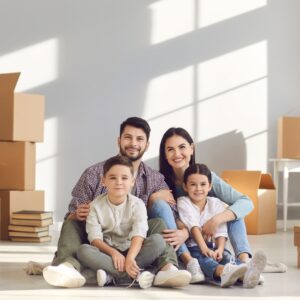 Family moving into a new home