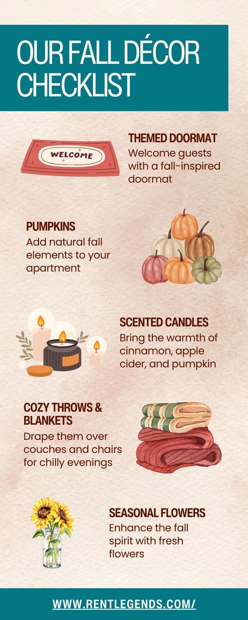 Infographic titled Our fall Décor Checklist