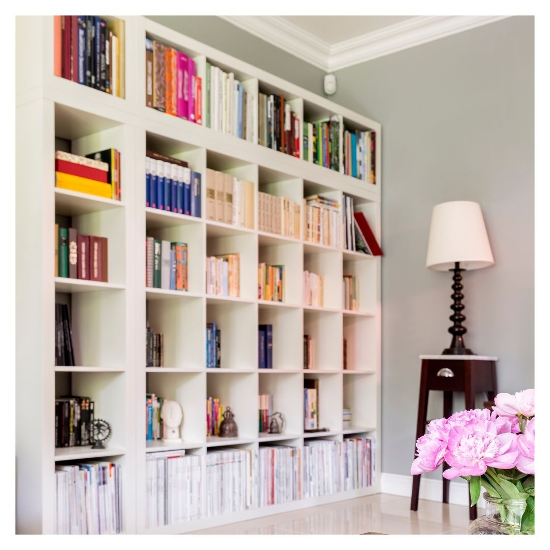 wall of bookshelves