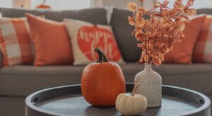 apartment decorated for fall