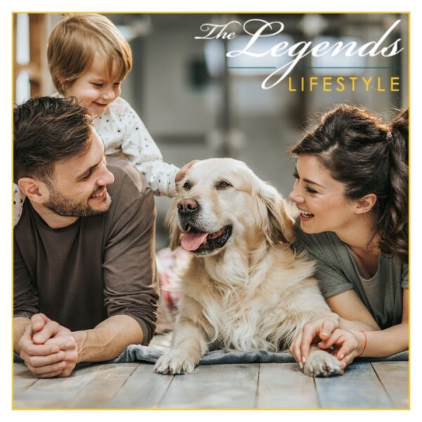 a family with a dog