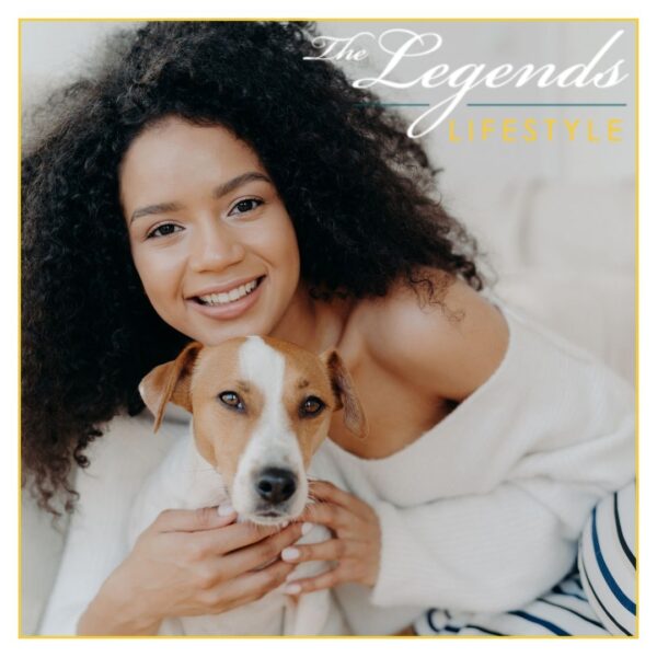 a woman with her dog