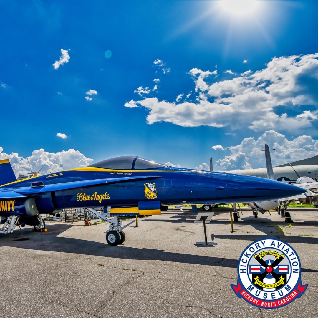 image of a blue angel jet at the aviation museum
